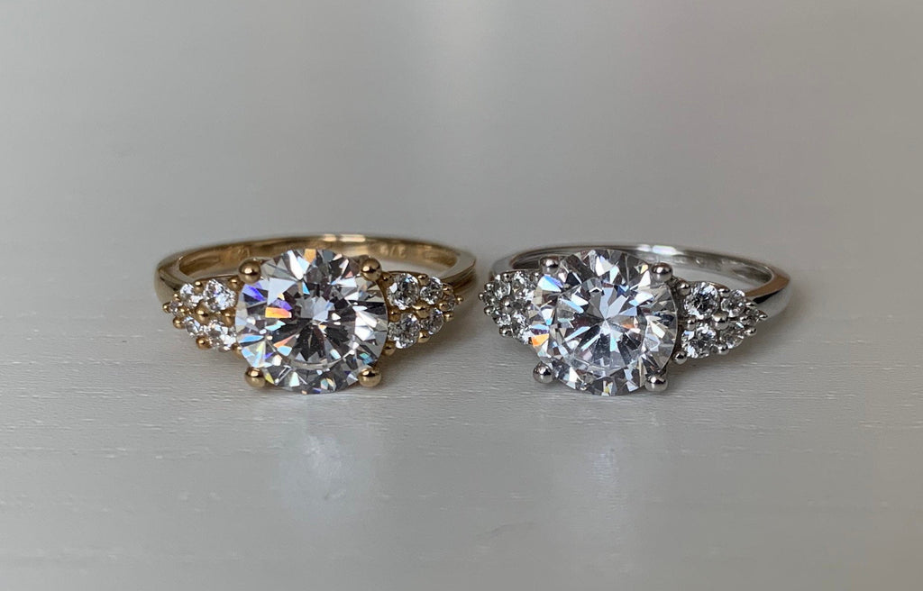 Approx. 2ct CZ Diamond 9k Gold Engagement Ring,Anniversary Bridal Wedding Gift,Birthday Gift For Her