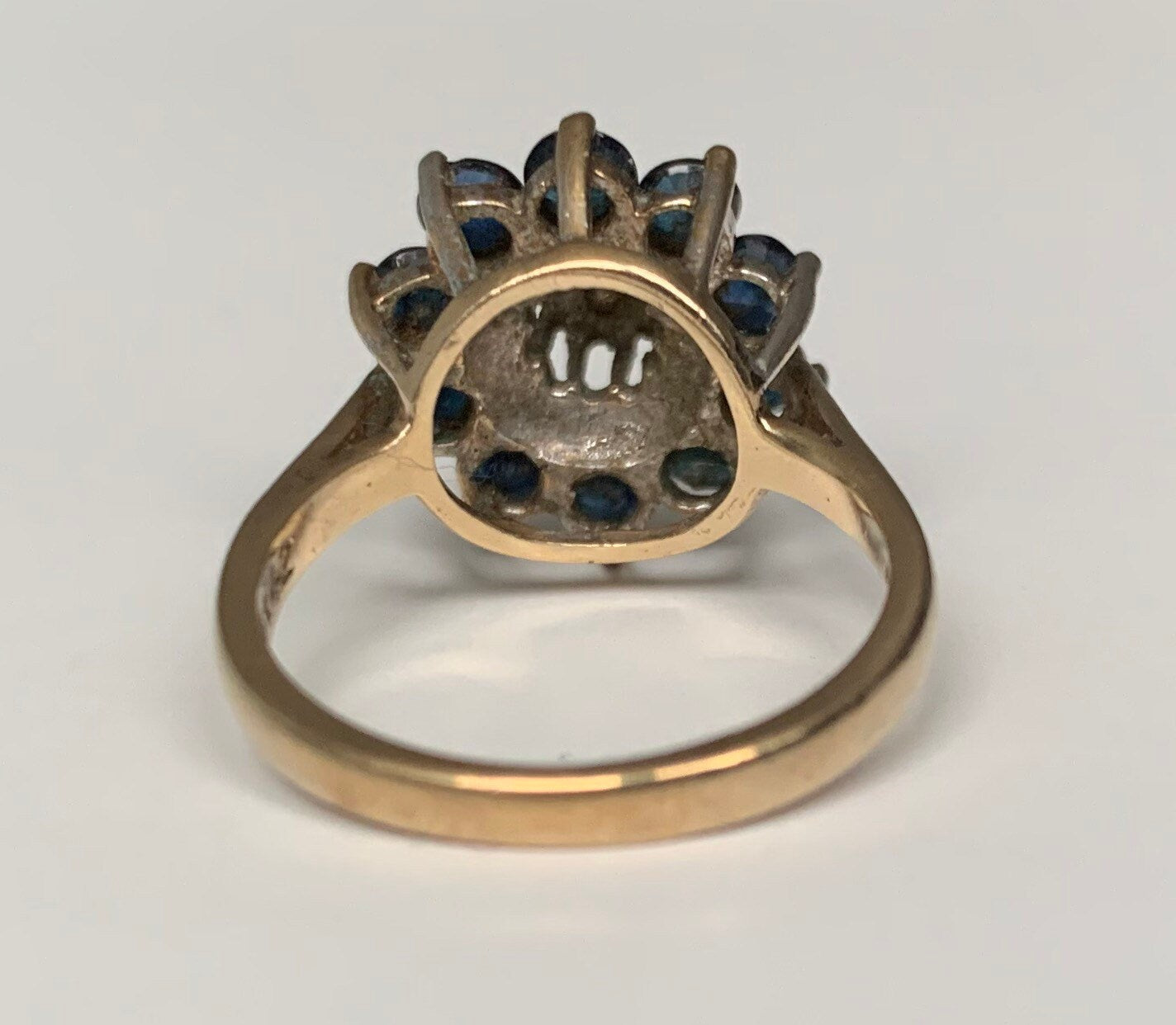 Vintage approx.1.5ct sapphire&0.015ct diamond 9ct gold ring,engagement anniversary birthday gift,size UK M,US 6 1/4