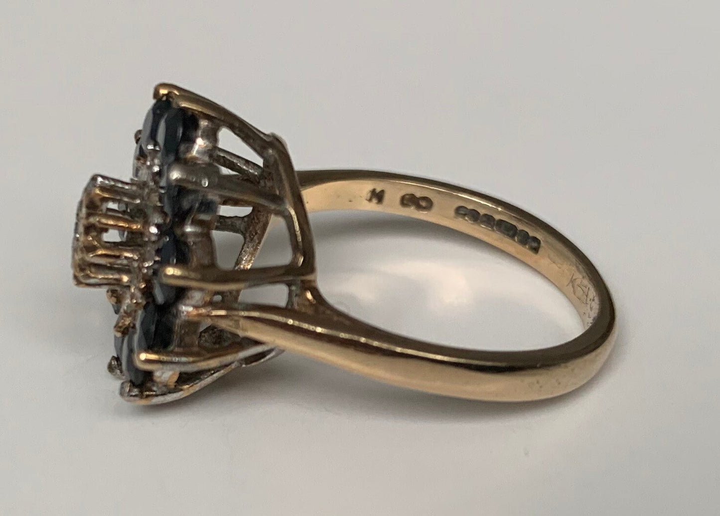 Vintage approx.1.5ct sapphire&0.015ct diamond 9ct gold ring,engagement anniversary birthday gift,size UK M,US 6 1/4