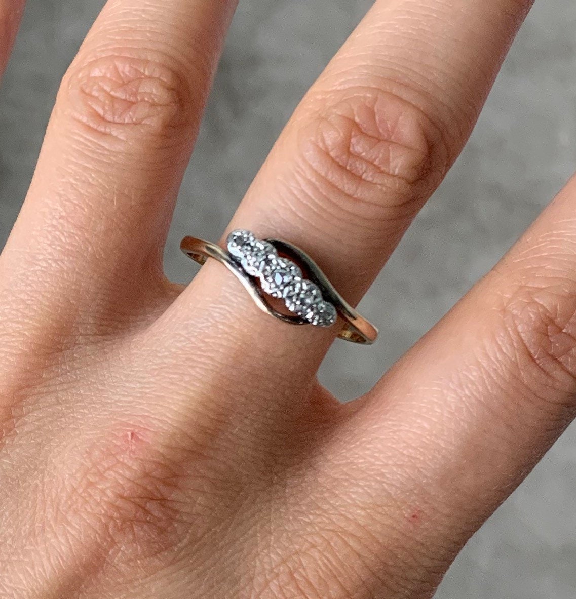 خاتم خطوبة ألماس عتيق من الذهب والبلاتين عيار 9 قيراط، خاتم الذكرى السنوية، هدية عيد ميلاد لها، مقاس UK U، US 10 1/4