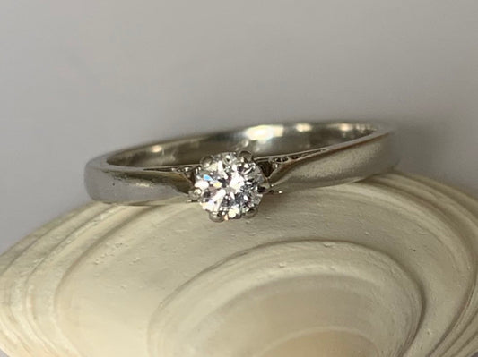 Anillo de platino con solitario de diamantes vintage de 0,25 CTW, regalo de compromiso, regalo nupcial de boda, regalo de aniversario, regalo de cumpleaños para ella, tamaño N, 6 3/4