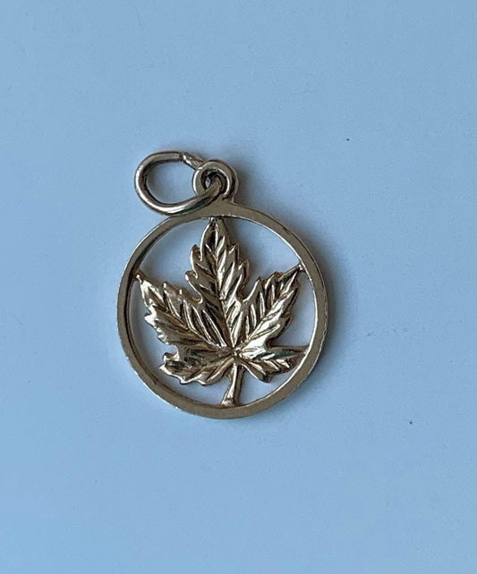 Vintage 10k Yellow Gold Maple Leaf Charm or Pendant