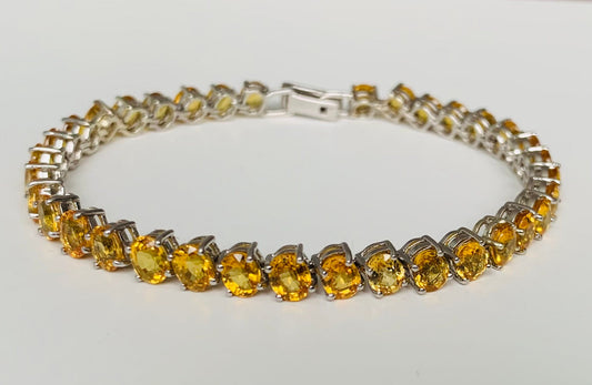 Vintage 14ct Yellow Sapphire Bracelet set in 9K White Gold,Tennis Bracelet,September Birthstone,Birthday Gift,Christmas Gift