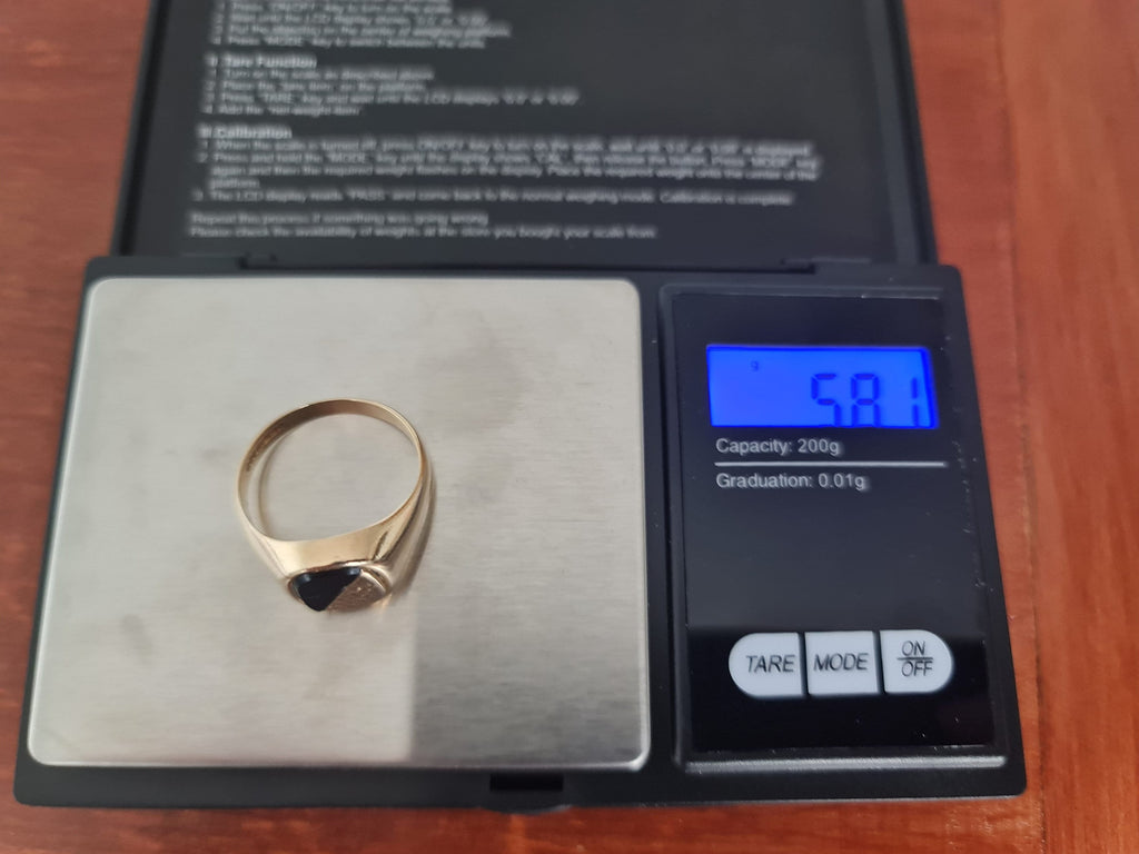 Anillo De Sello De Oro De 9 Quilates Con Onyx Gent Talla Y