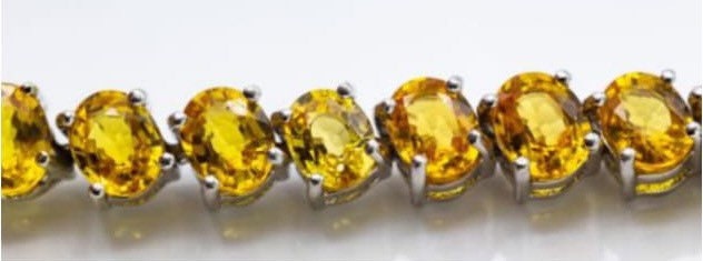 Vintage 14ct Yellow Sapphire Bracelet set in 9K White Gold,Tennis Bracelet,September Birthstone,Birthday Gift,Christmas Gift