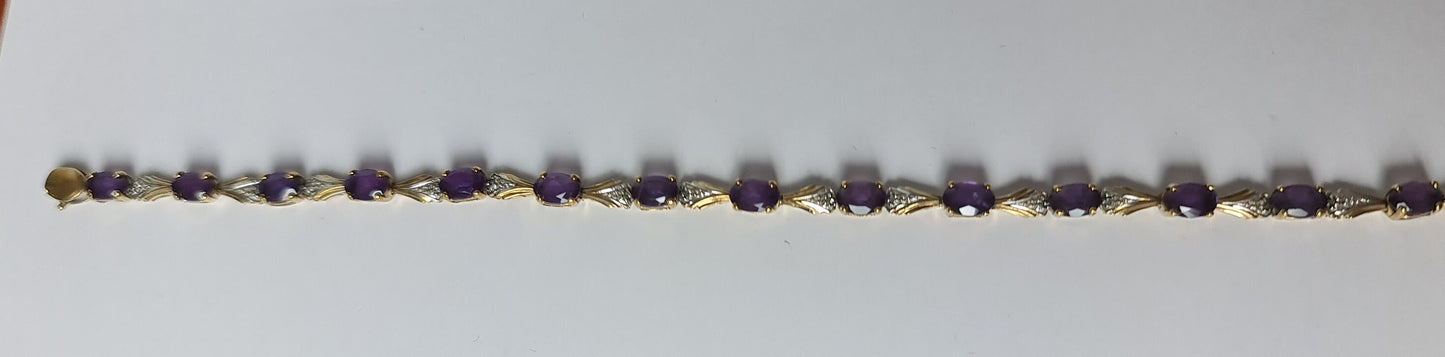 9ct Gold Amethyst Bracelet , Gift for her