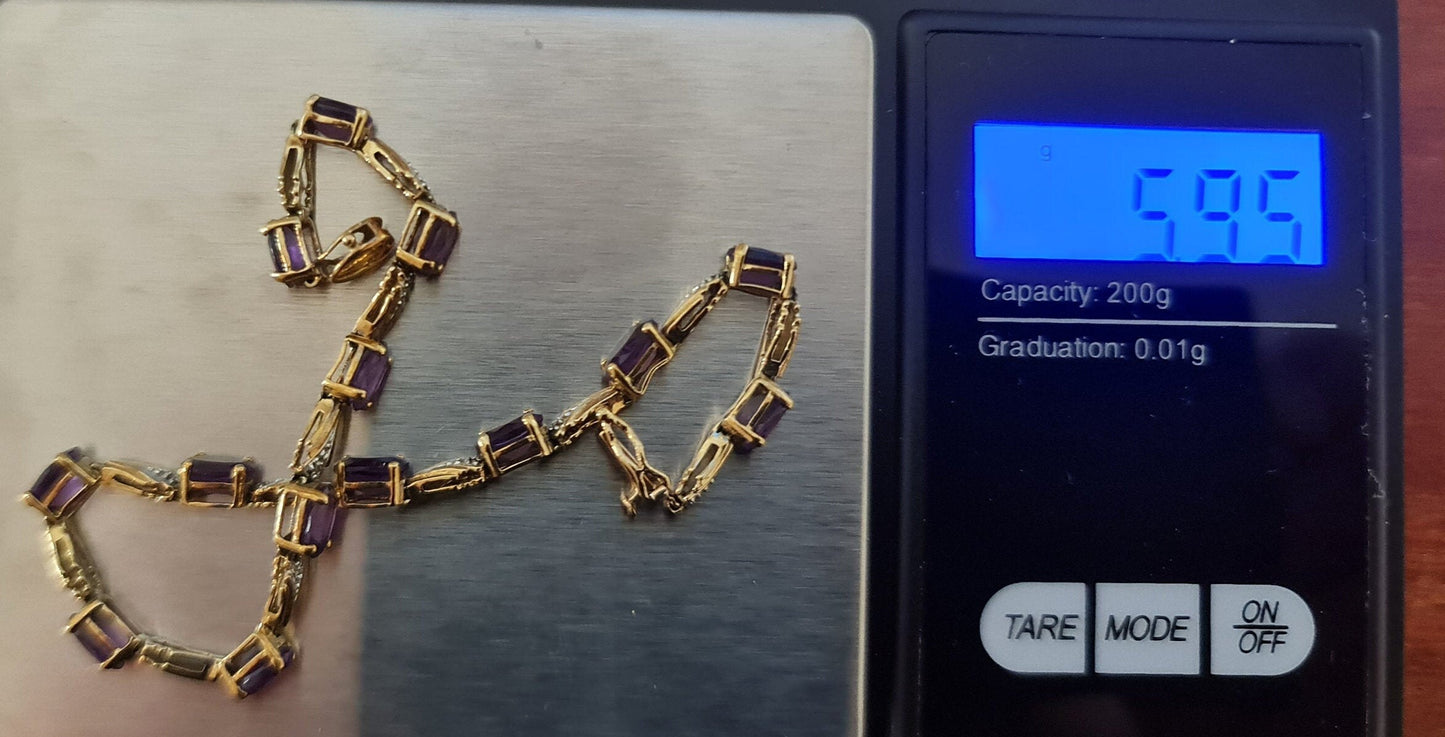 9ct Gold Amethyst Bracelet , Gift for her