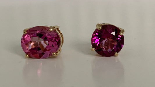 Vintage 9ct Gold Gem Set Stud Earring (Single)