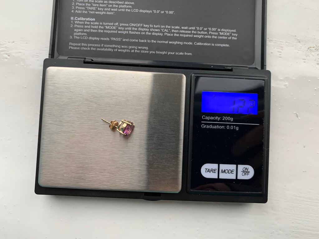 Vintage 9ct Gold Gem Set Stud Earring (Single)