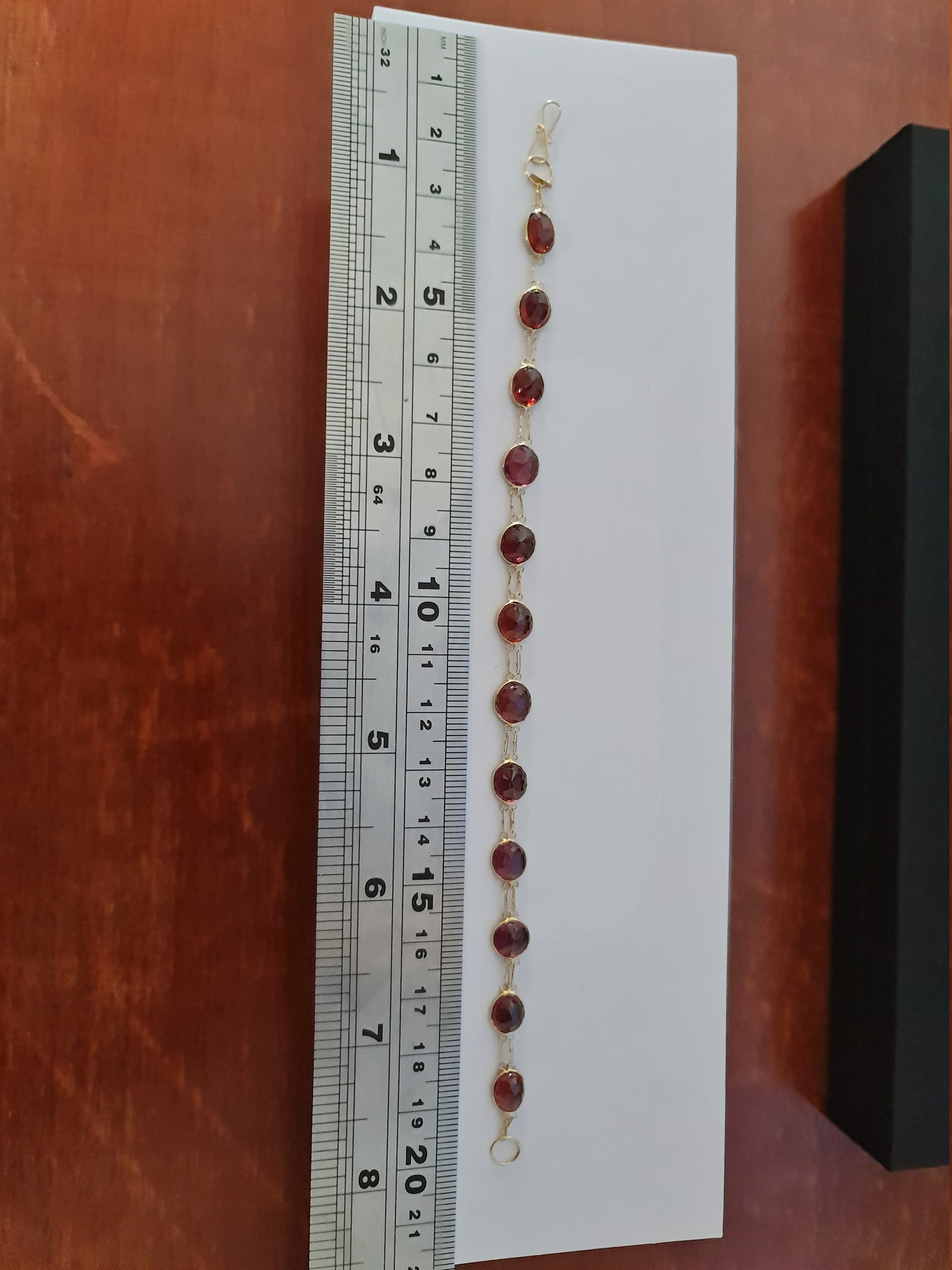 أسوارة من الذهب العقيق عيار 14، هدية لها، لون ياقوتي وبرتقالي