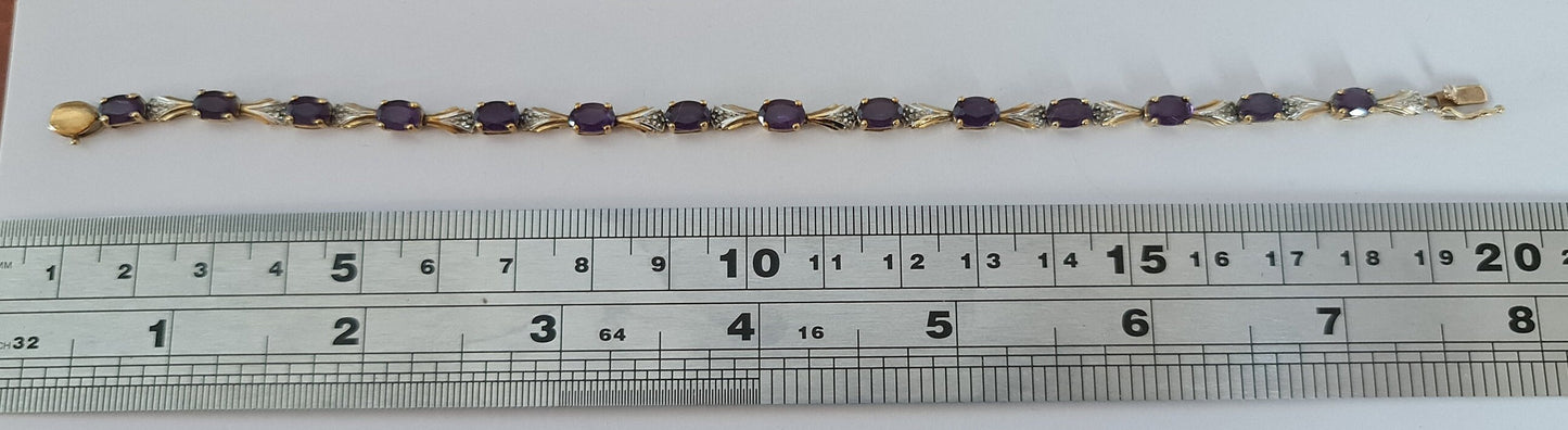 9ct Gold Amethyst Bracelet , Gift for her