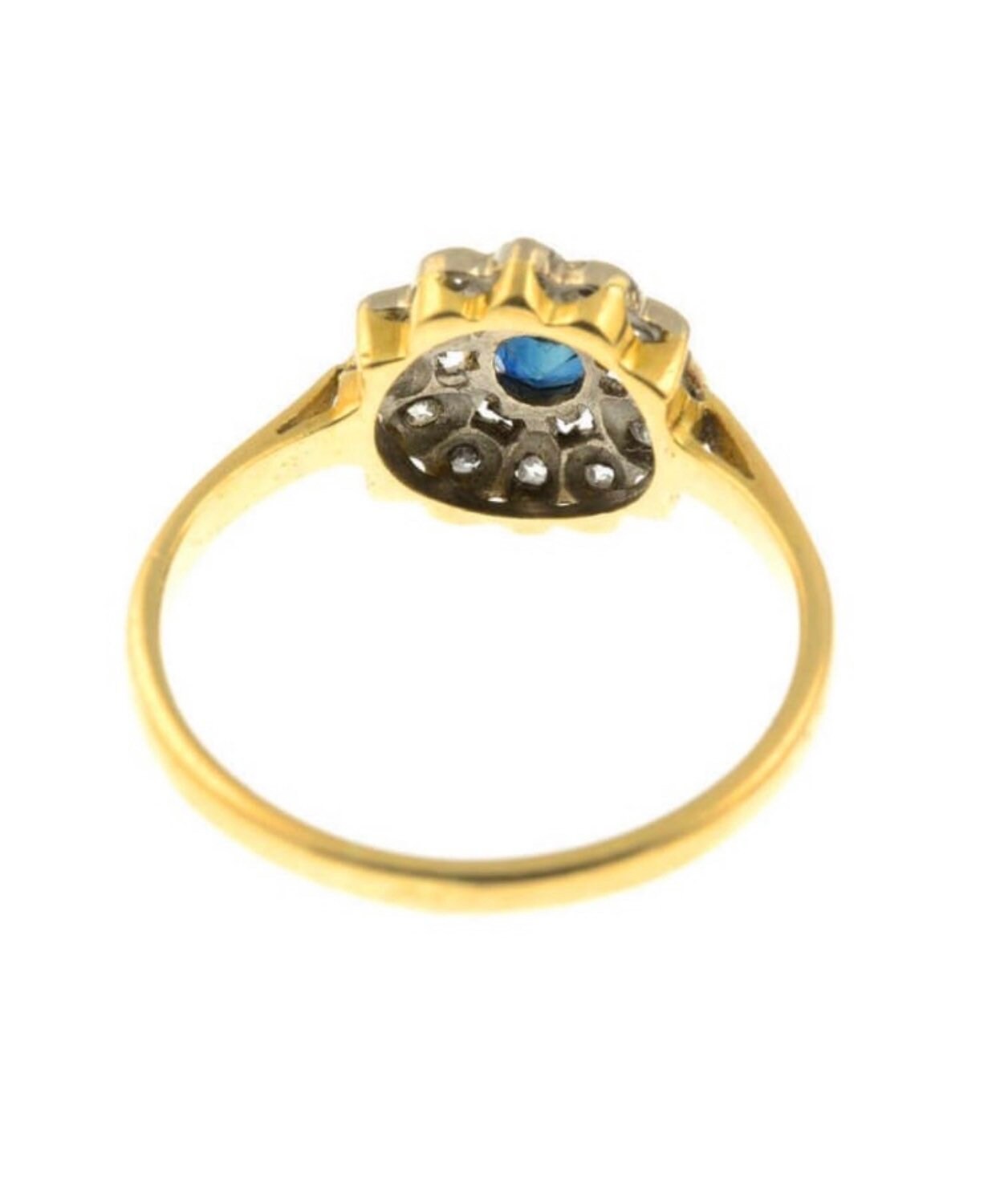 خاتم كلاسيكي من الذهب عيار 18 قيراط من الياقوت والألماس 0.34 قيراط، مقاس المملكة المتحدة M 1/2، مقاس الولايات المتحدة 6 1/2