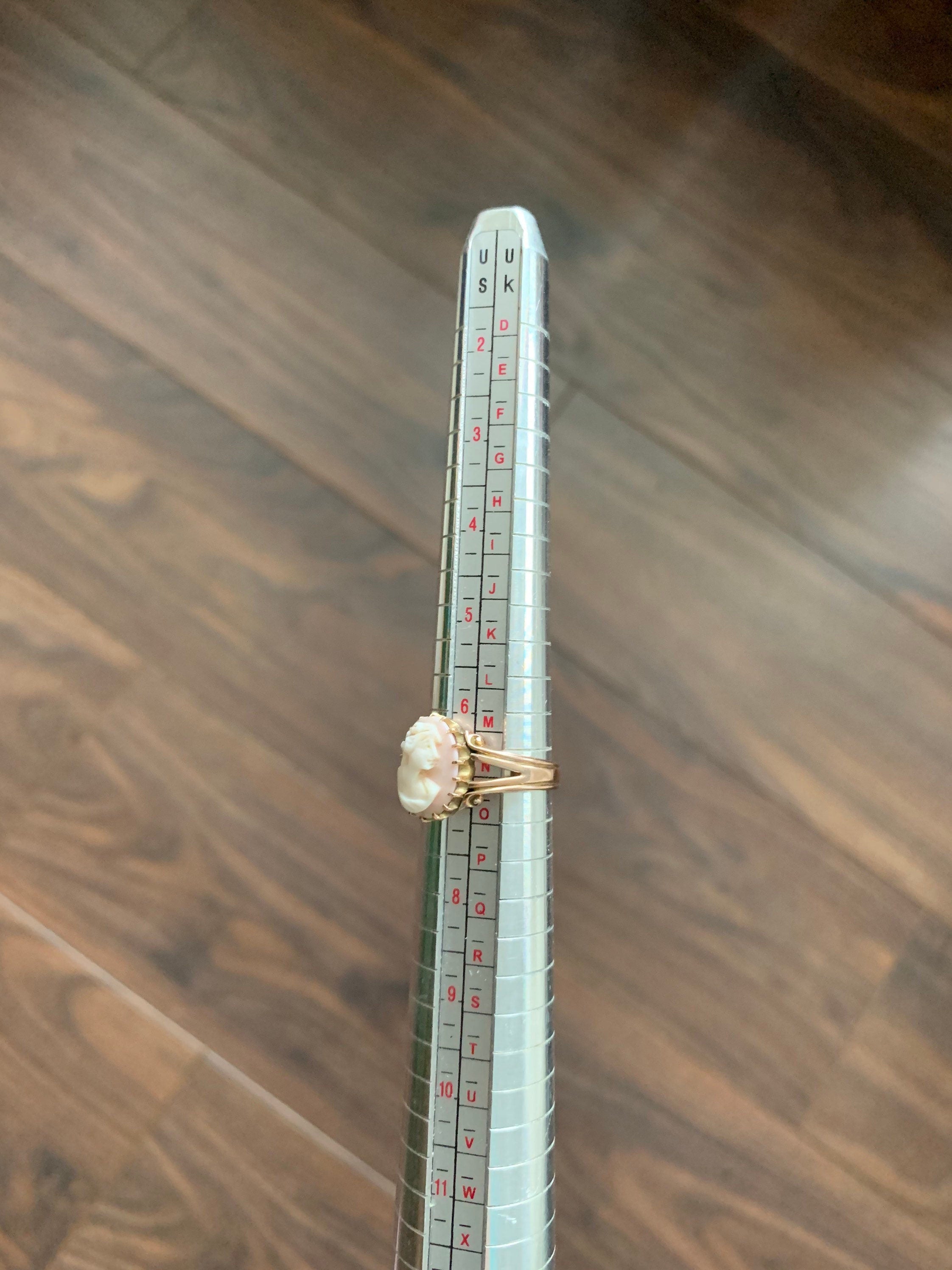 Anillo de cameo de oro rosa vintage de 9 quilates (5,00 g) Anillo de cóctel, Anillo de aniversario, Regalo de cumpleaños, Tamaño Reino Unido N, EE.UU. 6 3/4