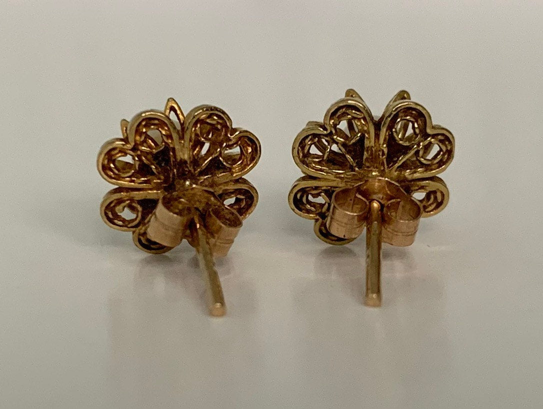 Vintage 9ct Yellow Gold Pearl Stud Earrings