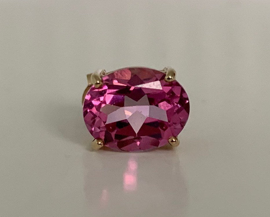 حلق كلاسيكي مرصع بالأحجار الكريمة من الذهب عيار 9 قيراط (مفرد)