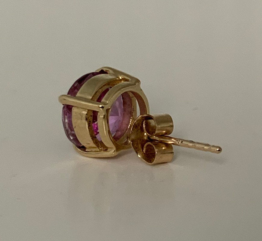 Vintage 9ct Gold Gem Set Stud Earring (Single)