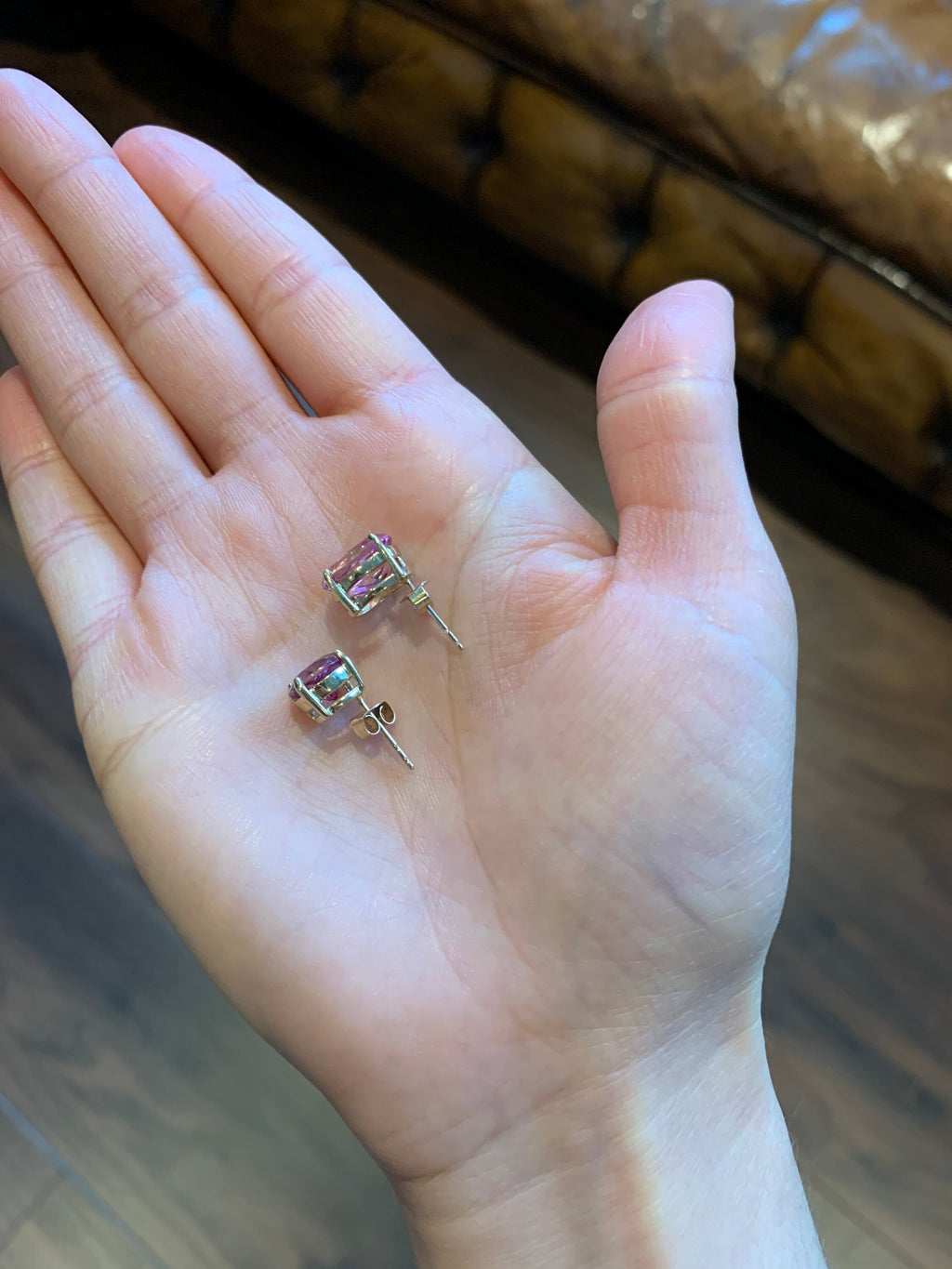 Vintage 9ct Gold Gem Set Stud Earring (Single)