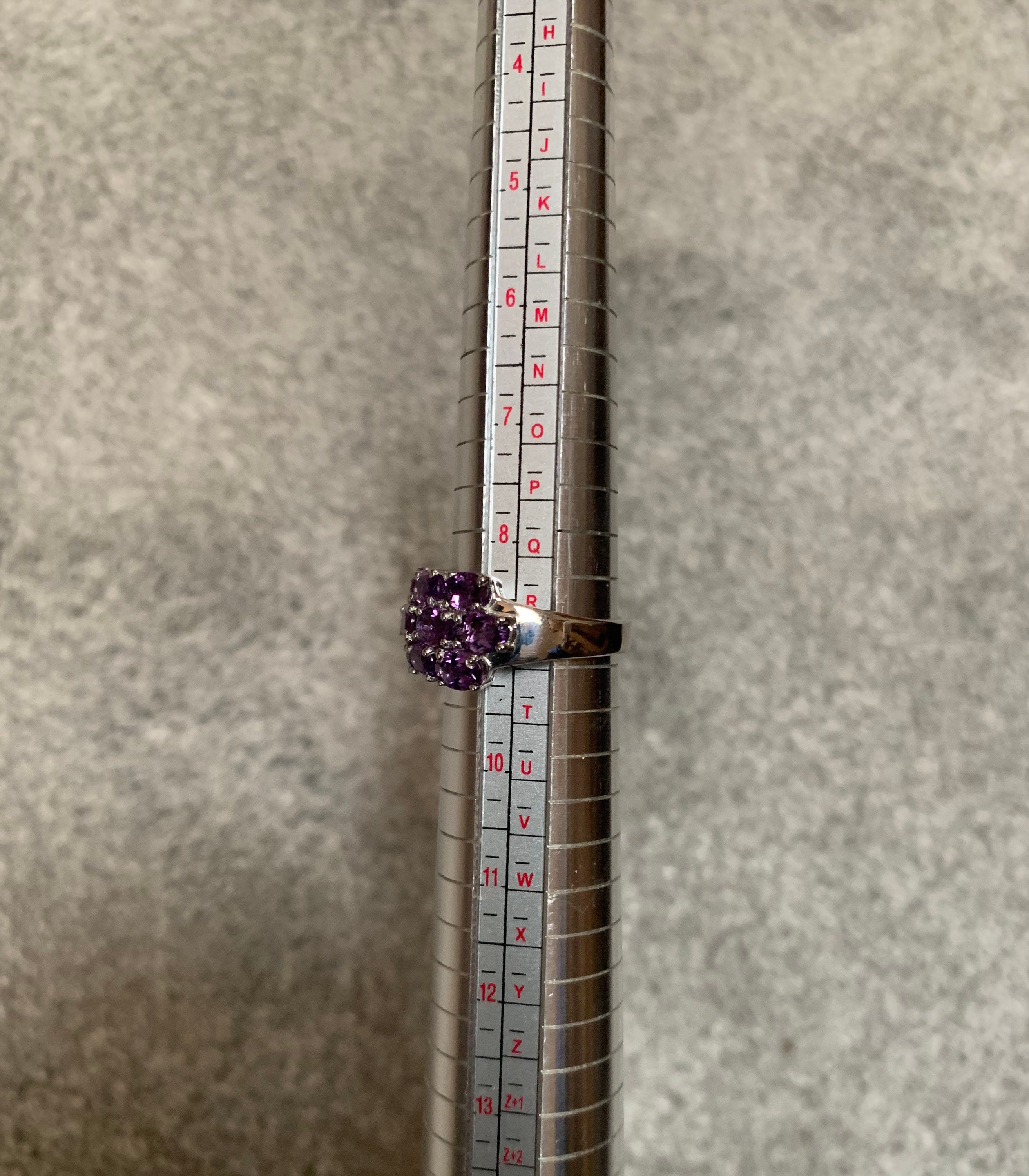 Hermosa amatista Reino Unido tamaño R 1/2,925 anillo de plata de ley, piedra preciosa de amatista ovalada, anillo vintage, anillo de declaración, anillo de cóctel, cumpleaños