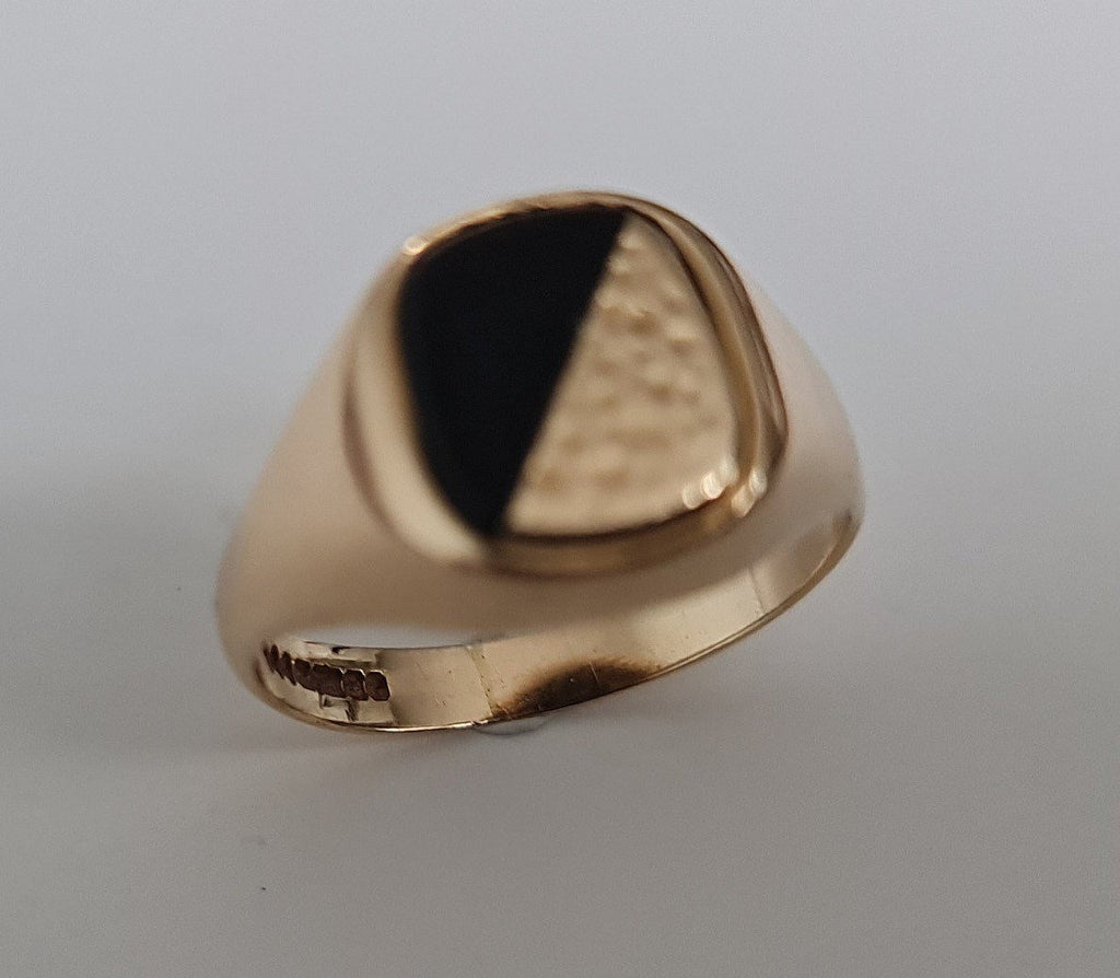 Anillo De Sello De Oro De 9 Quilates Con Onyx Gent Talla Y