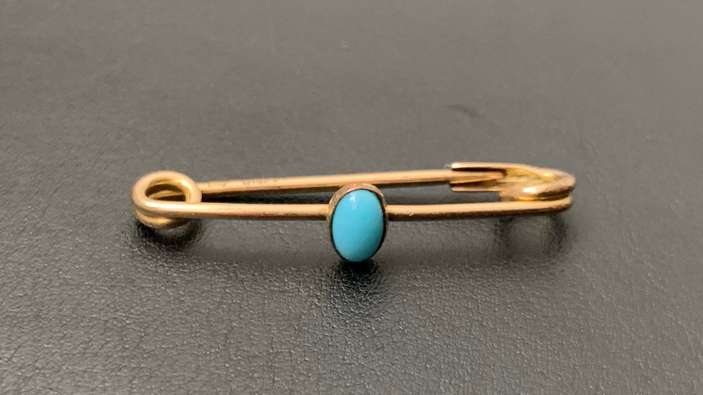 Victorian Vermeil/Gold on Silver Turquoise Brooch Pin