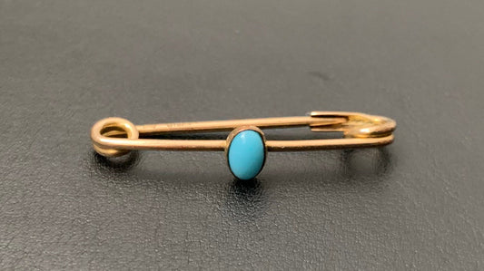 Victorian Vermeil/Gold on Silver Turquoise Brooch Pin