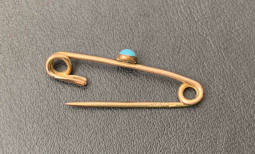 Broche victoriano vermeil/oro sobre plata turquesa
