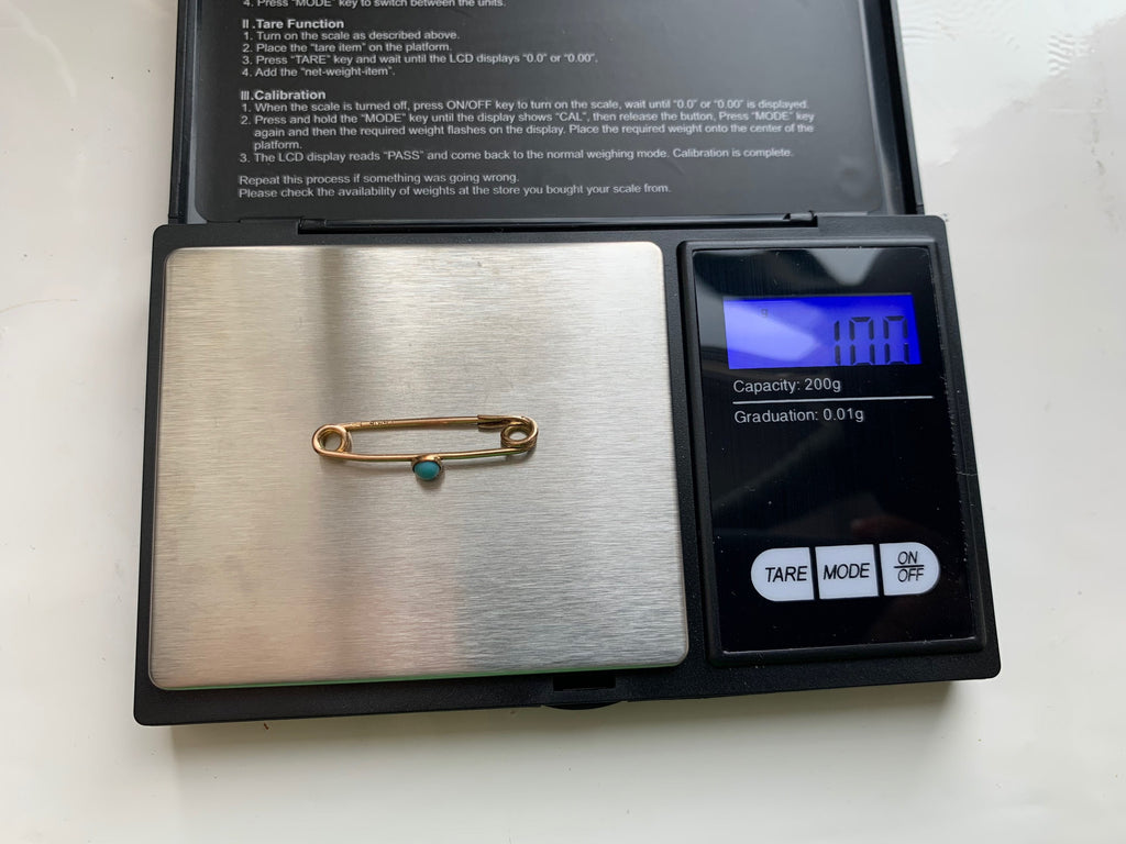 Broche victoriano vermeil/oro sobre plata turquesa