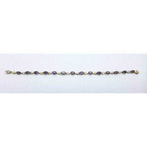 9ct Gold Amethyst Bracelet , Gift for her