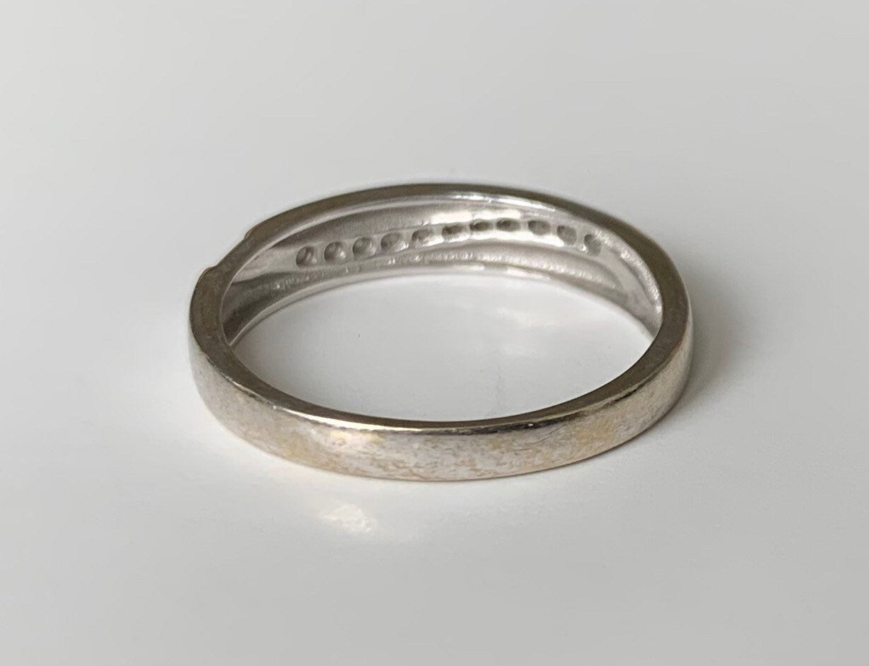 Vintage 0.10ct Diamond 9ct White Gold Half Eternity Ring, Size UK P, US 7 1/2