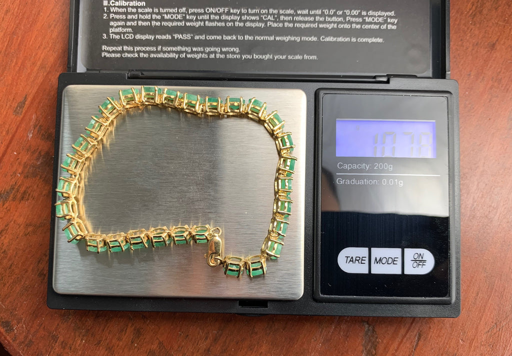 Vintage 11.6ct Oval Emeralds set in 9ct Yellow Gold Tennis Bracelet (20cm/7.87”)