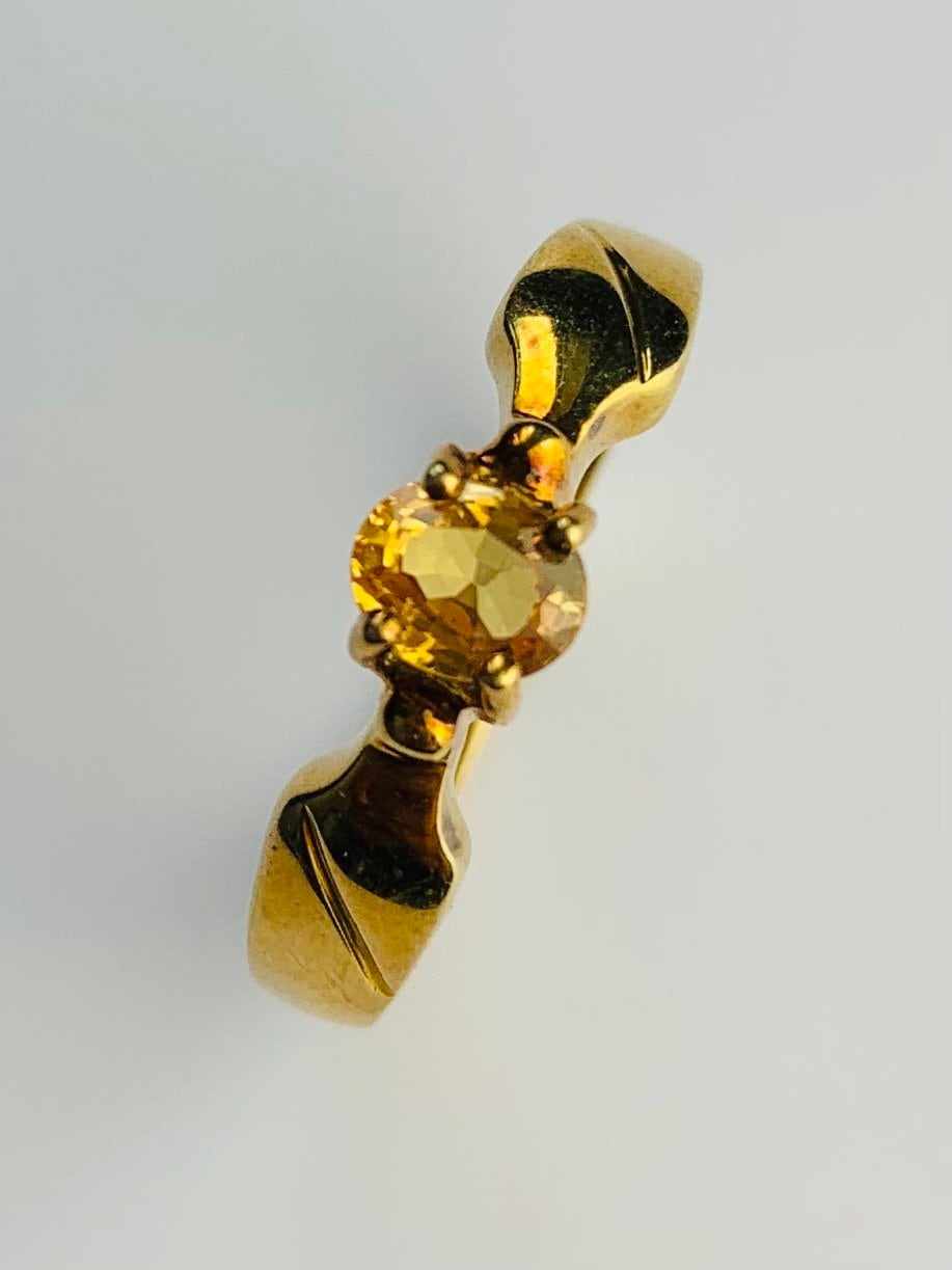 خاتم عتيق من الذهب الأصفر 0.4 قيراط ياقوت أصفر 9 قيراط مقاس N 1/2، 6 3/4