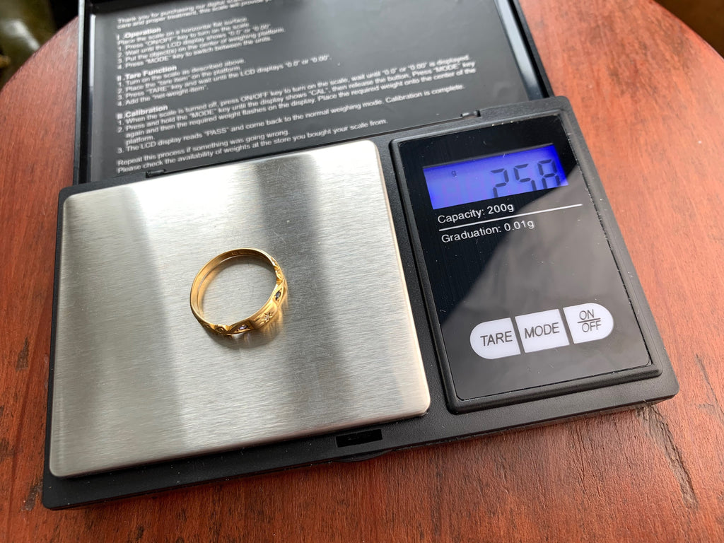 خاتم من الذهب الإدواردي عيار 18 مرصع بالألماس والياقوت مقاس L 1/2، 6