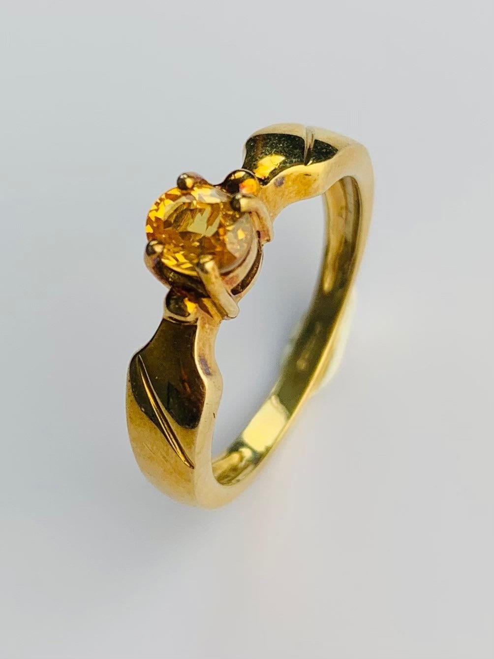 خاتم عتيق من الذهب الأصفر 0.4 قيراط ياقوت أصفر 9 قيراط مقاس N 1/2، 6 3/4