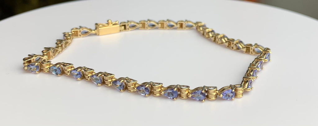 Vintage 4ct Tanzanite set in 10k Yellow Gold Bracelet, 21cm/8.26”
