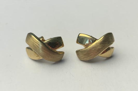 Vintage 9ct Gold Stud Earrings in form of an X