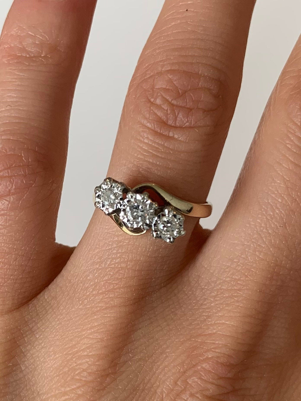 Diamante antiguo de 0,24 ct engastado en anillo de oro de 9 qt, tamaño Reino Unido H 1/2, EE. UU. 4. Anillo de compromiso, anillo de aniversario, regalo de cumpleaños para ella