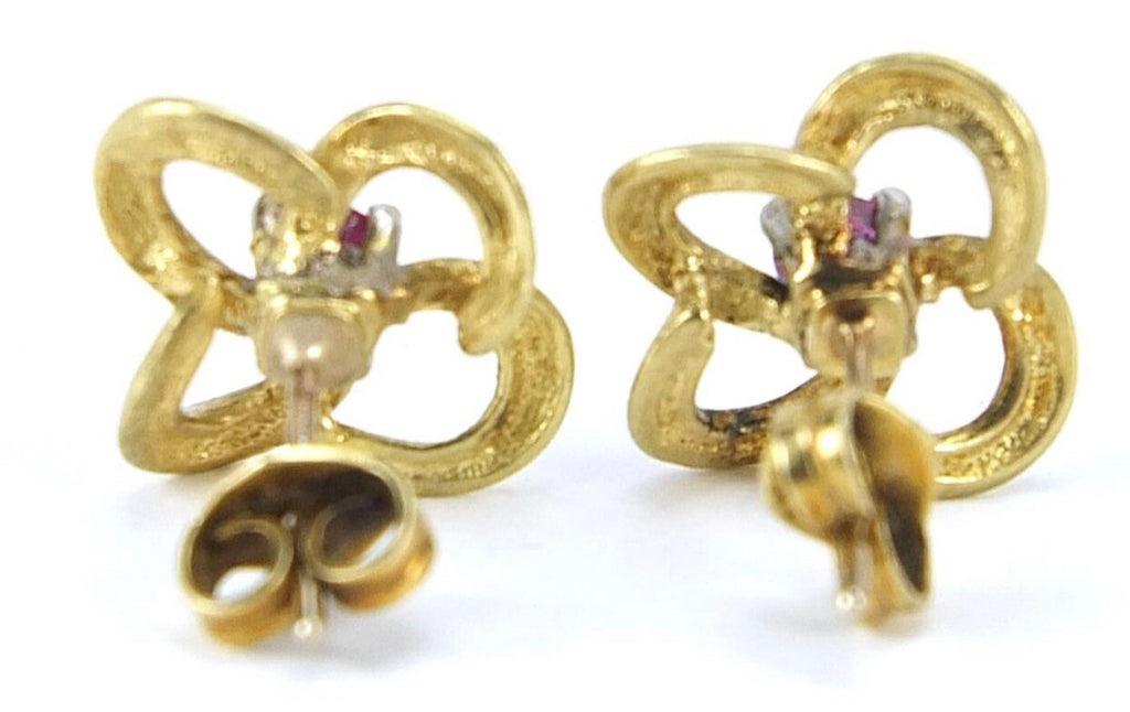 Vintage 0.50ct Round Ruby Stud Earrings set in 18ct Yellow Gold