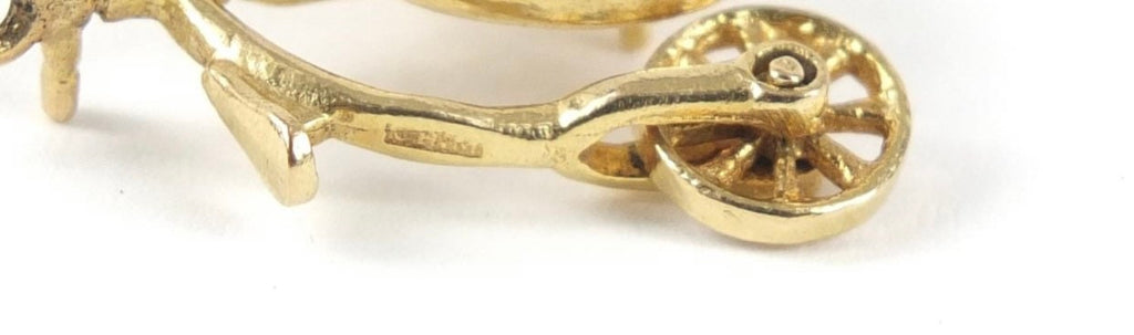 Vintage 9ct Yellow Gold Penny Farthing Charm Pendant,Circa 1963,Anniversary Birthday Gift