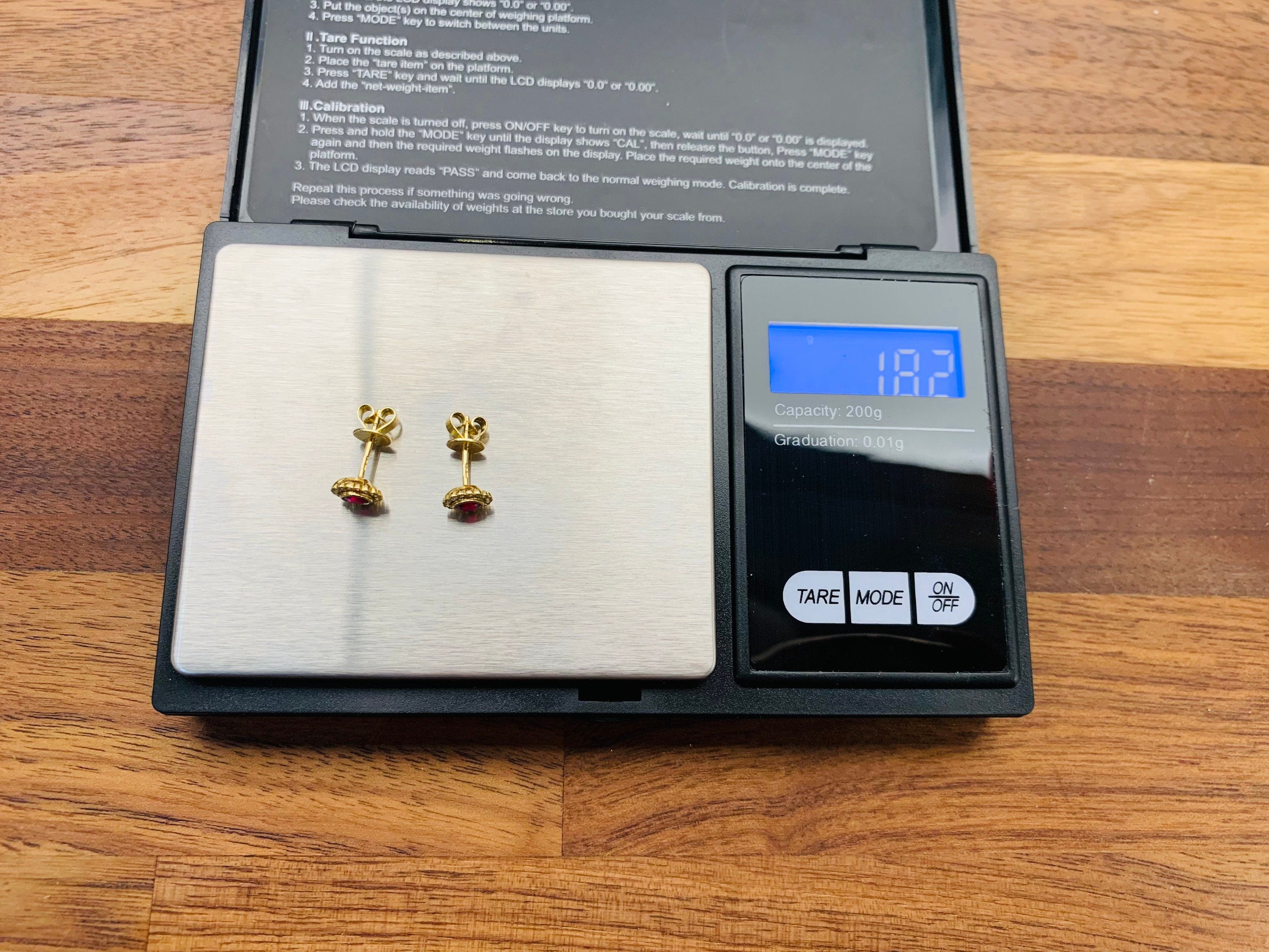 Vintage 0.48ct Ruby and Diamond Stud Earrings set in 18ct Yellow Gold