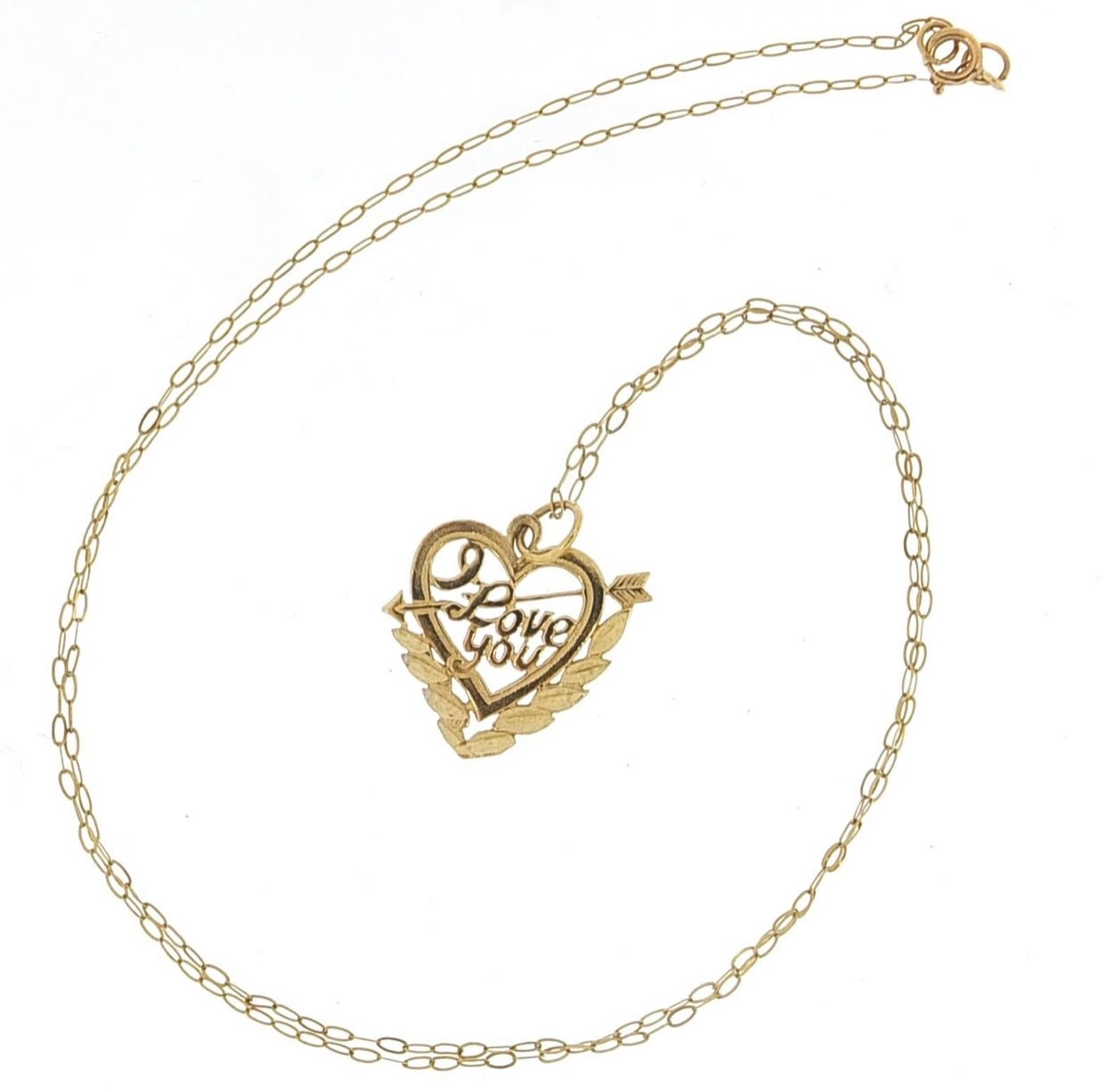 Vintage “I Love You” Heart Shaped Pendant and Necklace set in 9ct Yellow Gold