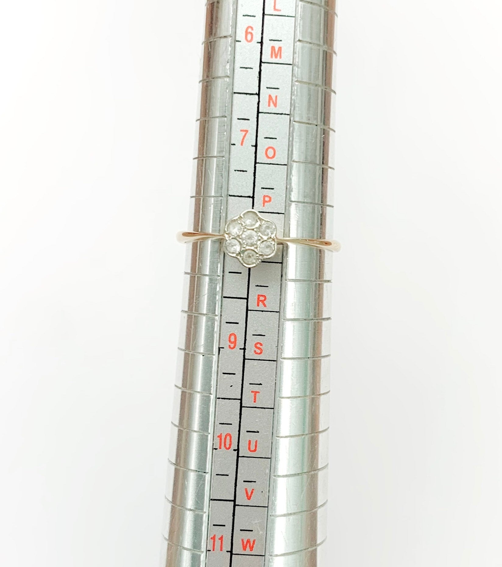 خاتم على شكل رأس زهرة ألماس 0.21 قيراط من الذهب الأصفر عيار 18 قيراط، مقاس UK P 1/2، US 8