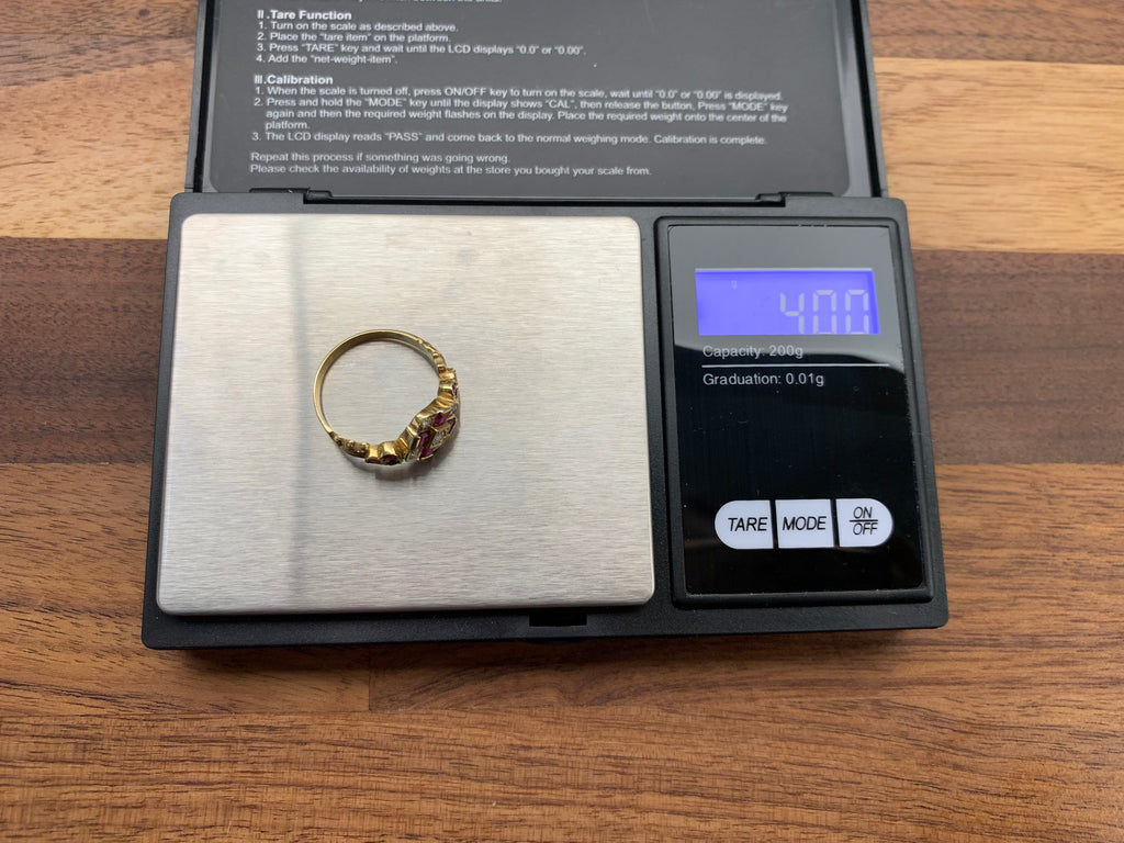 Anillo victoriano antiguo de oro amarillo de 18 quilates con rubí y diamantes de 0,82 quilates, talla US 9, Reino Unido R 1/2