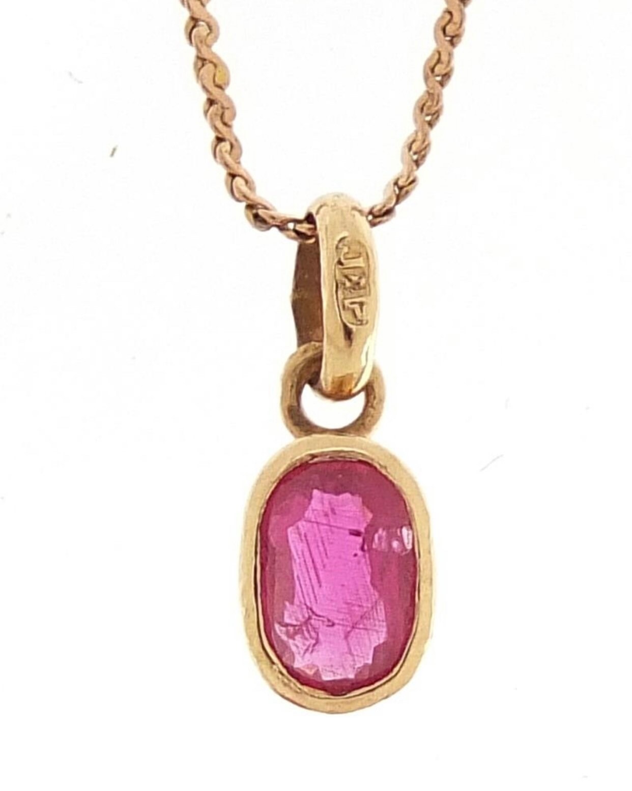 Vintage 0.60ct Oval Ruby 9ct Yellow Gold Minimalist Pendant and Necklace