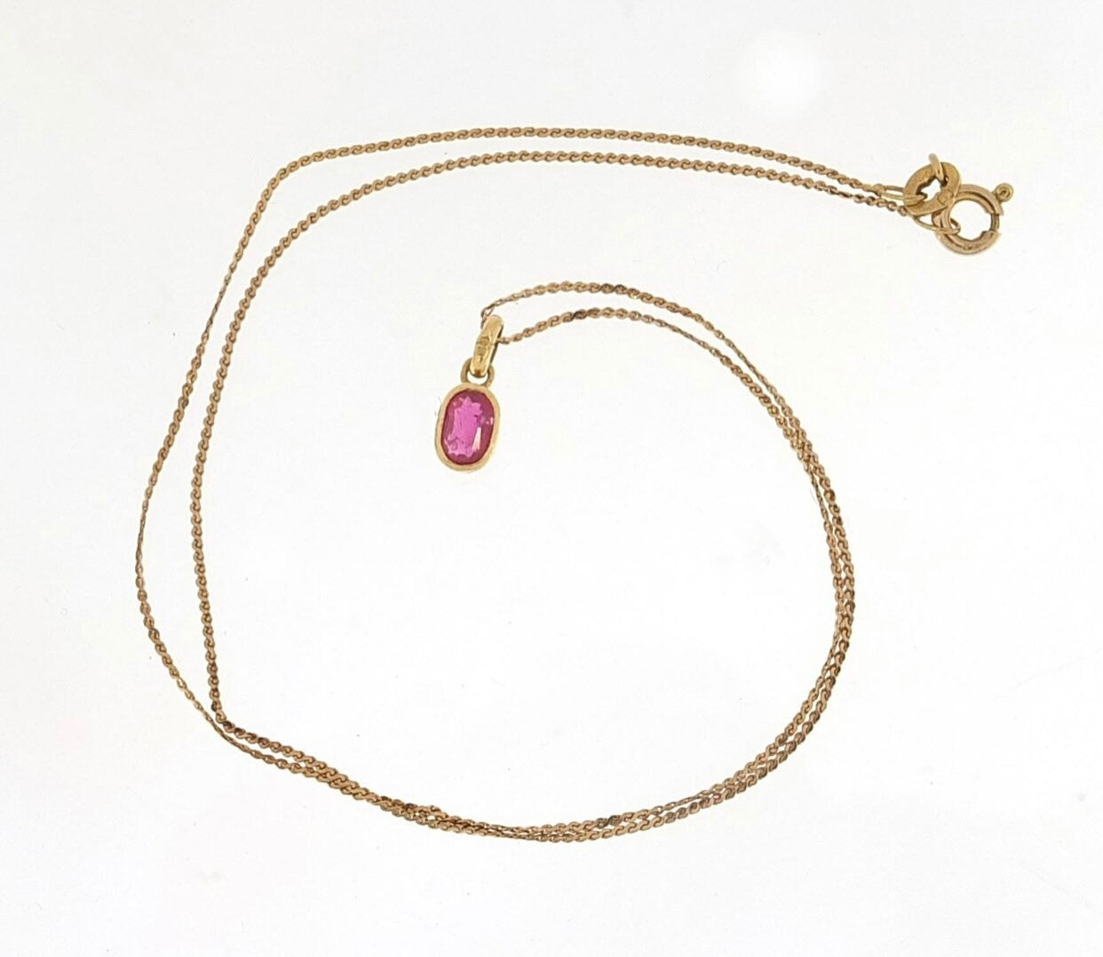 Vintage 0.60ct Oval Ruby 9ct Yellow Gold Minimalist Pendant and Necklace