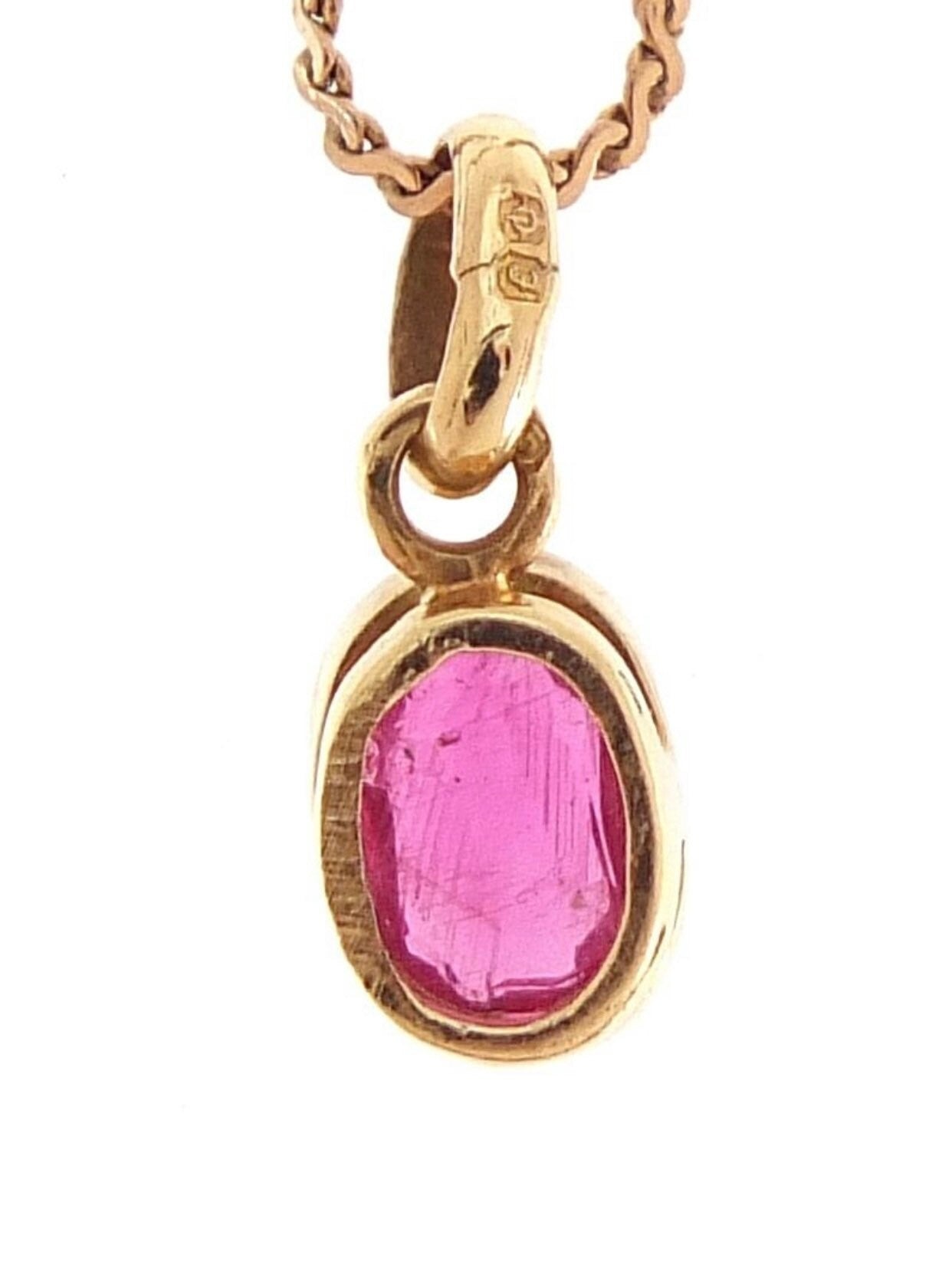 Vintage 0.60ct Oval Ruby 9ct Yellow Gold Minimalist Pendant and Necklace