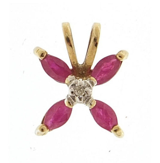 Vintage 0.52ct Ruby and Diamond 9ct Gold Pendant