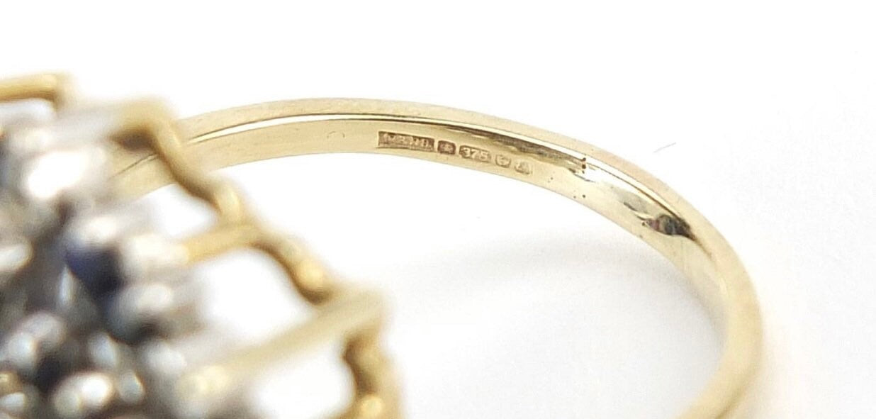 خاتم كلاسيكي من الذهب عيار 9 قيراط من الياقوت والألماس عيار 2 قيراط، مقاس المملكة المتحدة N 1/2-O، مقاس الولايات المتحدة 7