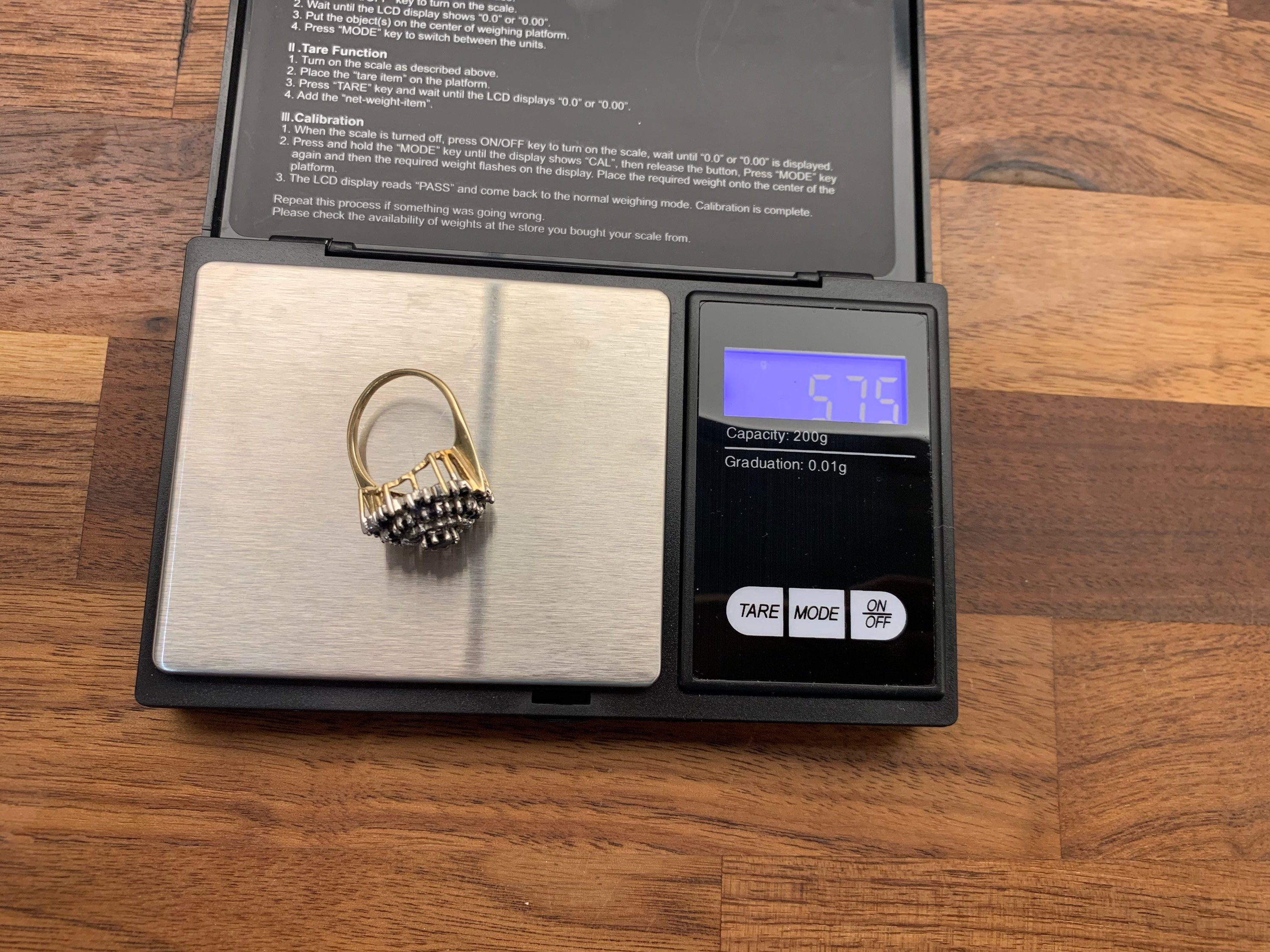 خاتم كلاسيكي من الذهب عيار 9 قيراط من الياقوت والألماس عيار 2 قيراط، مقاس المملكة المتحدة N 1/2-O، مقاس الولايات المتحدة 7