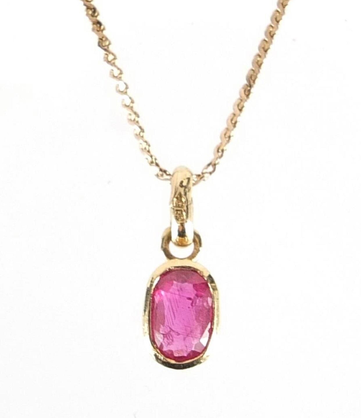 Vintage 0.60ct Oval Ruby 9ct Yellow Gold Minimalist Pendant and Necklace