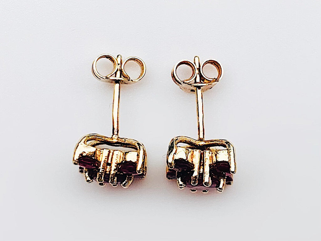 Vintage 1.4ct Ruby 9ct Yellow Gold Stud Earrings